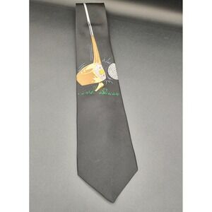 Vicky Davis New York The Drive Golf Graphic Silk Necktie Mens Black USA Made